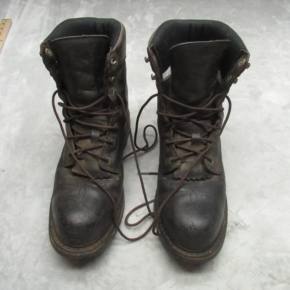 Rocky Mens 11.5M Work Boots Brown Leather Composite Toe Western Lacer Waterproof